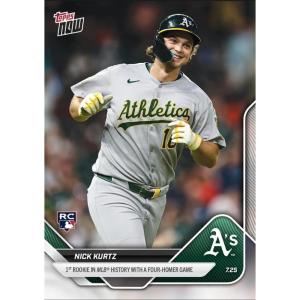 image2025 Topps Now Nick Kurtz 464 1st Rookie in MLB History With A Four Home Run Game Athletics Rookie RC Baseball Card