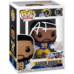 imageAaron Donald 130 Facsimile Signed Reprint Laser Autographed Funko POP Football NFL Los Angeles Rams Figurine with Protector Case
