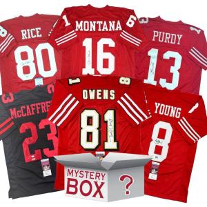 imageAutographedSigned San Francisco Football Jersey Mystery Box with PSA JSA or Beckett COA