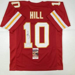 imageAutographedSigned Tyreek Hill Kansas City Red Football Jersey JSA COA