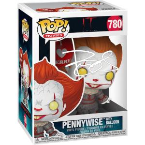 imageBill Skarsgard Pennywise 780 with Balloon Facsimile Signed Reprint Laser Autographed Funko POP Movies IT Figurine with Protector Case