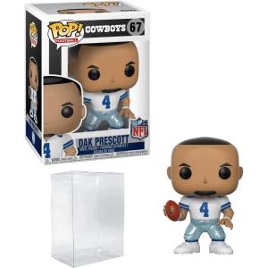 imageDak Prescott 67 Funko POP Football Dallas Cowboys Figurine Bundle with HOFSM Protector Case