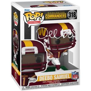 imageDeebo Samuel 318 Facsimile Signed Reprint Laser Autographed Funko POP Football Washington Commanders Figurine with Protector Case