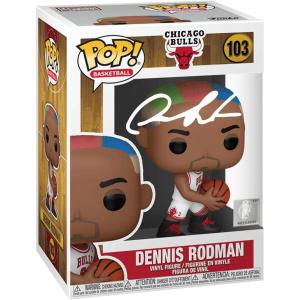 imageDennis Rodman 103 Facsimile Signed Reprint Laser Autographed Funko POP Basketball NBA Chicago Bulls Figurine with Protector Case