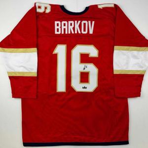imageFacsimile Autographed Aleksander Barkov Florida Red Reprint Laser Auto Hockey Jersey Size Mens XL