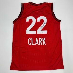 imageFacsimile Autographed Caitlin Clark Indiana Red Reprint Laser Auto Basketball Jersey Size Mens XL