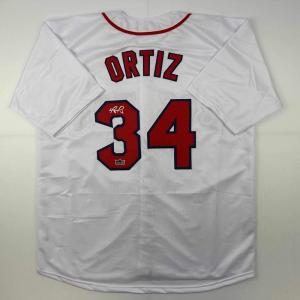 imageFacsimile Autographed David Ortiz Boston White Reprint Laser Auto Baseball Jersey Size Mens XL