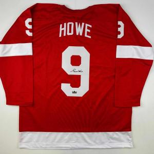 imageFacsimile Autographed Gordie Howe Detroit Red Reprint Laser Auto Hockey Jersey Size Mens XL