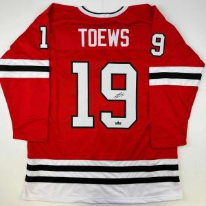 imageFacsimile Autographed Jonathan Toews Chicago Red Reprint Laser Auto Hockey Jersey Size Mens XL