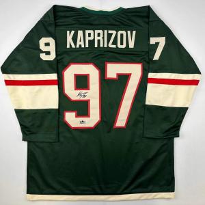 imageFacsimile Autographed Kirill Kaprizov Minnesota Green Reprint Laser Auto Hockey Jersey Size Mens XL