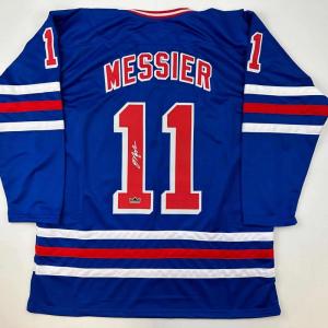 imageFacsimile Autographed Mark Messier New York Blue Reprint Laser Auto Hockey Jersey Size Mens XL