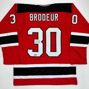 imageFacsimile Autographed Martin Brodeur New Jersey Red Reprint Laser Auto Hockey Jersey Size Mens XL