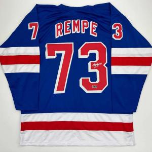 imageFacsimile Autographed Matt Rempe New York Blue Reprint Laser Auto Hockey Jersey Size Mens XL