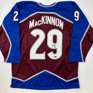 imageFacsimile Autographed Nathan MacKinnon Colorado Maroon Reprint Laser Auto Hockey Jersey Size Mens XL