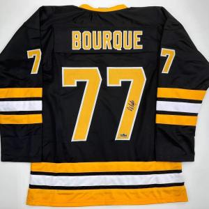 imageFacsimile Autographed Ray Bourque Boston Black Reprint Laser Auto Hockey Jersey Size Mens XL