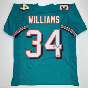 imageFacsimile Autographed Ricky Williams Miami Teal Reprint Laser Auto Football Jersey Size Mens XL