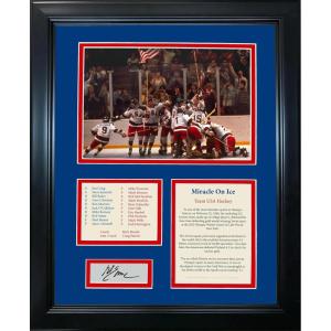 imageFramed 1980 USA Hockey Miracle On Ice Mike Eruzione Facsimile Laser Engraved Signature Auto Olympics 11quotx14quot Photo Sig Collage