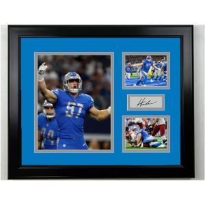 imageFramed Aidan Hutchinson Detroit Lions Facsimile Laser Engraved Signature Football 14x11 3 Photo Collage