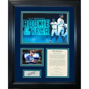 imageFramed Julio Rodriguez AL Rookie of the Year 2022 Facsimile Laser Engraved Signature Auto Seattle Mariners 11quotx14quot Baseball Photo Sig Collage