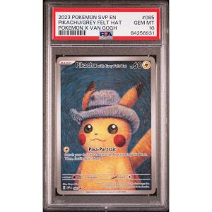 imageGraded 2023 PKM Scarlet ampamp Violet Promos SVP EN FA Pikachu Grey Felt Hat 085 Van Gogh Black Star Promo Trading Card Game PSA 10 Gem Mint