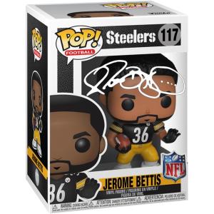 imageJerome Bettis 117 Facsimile Signed Reprint Laser Autographed Funko POP Football NFL Pittsburgh Steelers Figurine with Protector Case