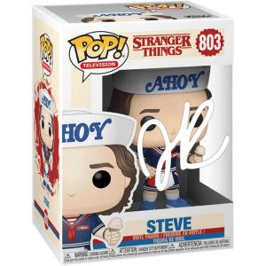 imageJoe Keery Steve Harrington 803 Scoops Ahoy Stranger Things Facsimile Signed Reprint Laser Autographed Funko POP TV Figurine with Protector Case