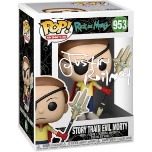 imageJustin Roiland Story Train Evil Morty 953 Voice Actor Facsimile Signed Reprint Laser Autographed Funko POP Anime Animation Rick and Morty Figurine with Protector Case