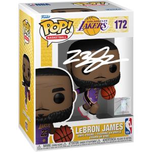 imageLeBron James 172 Facsimile Signed Reprint Laser Autographed Funko POP Basketball NBA Los Angeles Lakers Figurine with Protector Case