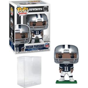 imageMicah Parsons 299 Funko POP Football Dallas Cowboys Figurine Bundle with HOFSM Protector Case