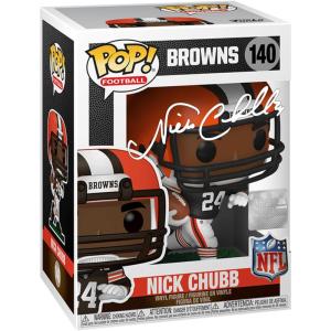 imageNick Chubb 140 Facsimile Signed Reprint Laser Autographed Funko POP Cleveland Browns Figurine with Protector Case