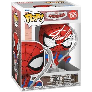 imageStan Lee Friendly Neighborhood SpiderMan 1526 Spiderman Facsimile Signed Reprint Laser Autographed Funko POP Marvel Figurine with Protector Case