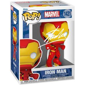 imageStan Lee Iron Man 1421 Facsimile Signed Reprint Laser Autographed Funko POP Movies Marvel Avengers Figurine with Protector Case