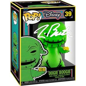imageTim Burton Oogie Boogie Black Light 39 Facsimile Signed Reprint Laser Autographed Funko POP Movies NBC Nightmare Before Christmas Figurine with Protector Case