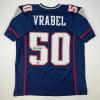 imageFacsimile Autographed Mike Vrabel New England Blue Reprint Laser Auto Football Jersey Size Mens XL