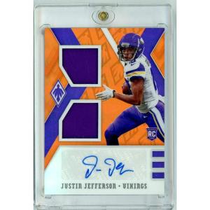 image2020 Panini Phoenix Rookie Dual Jersey Auto Orange Justin Jefferson RDAJJ 50 Rookie Patch Autograph RPA Rookie RC Football Card