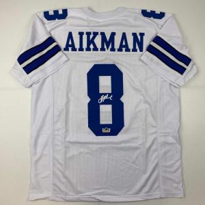 imageFacsimile Autographed Troy Aikman Dallas White Reprint Laser Auto Football Jersey Size Mens XL