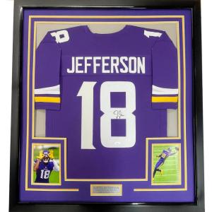 imageFramed AutographedSigned Justin Jefferson 33x42 Minnesota Purple Football Jersey JSA COA