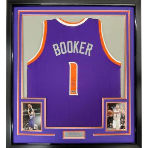 imageFramed Facsimile Autographed Devin Booker 35x39 Phoenix Purple Reprint Laser Auto Basketball Jersey