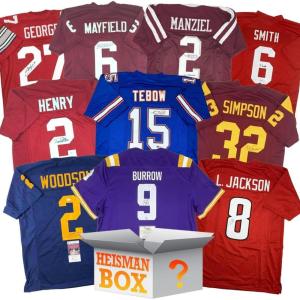imageHeisman Winners AutographedSigned College Football Jersey Mystery Box with PSA JSA or Beckett COA