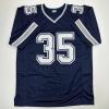 imageAutographedSigned DeMarvion Overshown Dallas Blue Football Jersey JSA COA