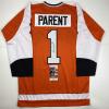 imageAutographedSigned Bernie Parent Philadelphia Orange Hockey Jersey JSA COA