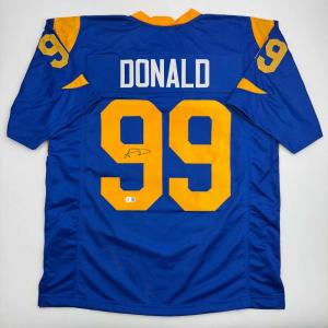 imageAutographedSigned Aaron Donald Los Angeles LA Retro Blue Football Jersey JSA COA