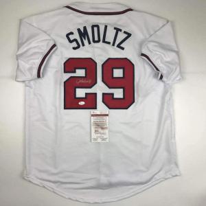 imageAutographedSigned John Smoltz Atlanta White Baseball Jersey JSA COA