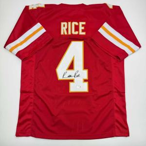 imageAutographedSigned Rashee Rice Kansas City Red Football Jersey Beckett BAS COA