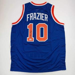 imageAutographedSigned Walt Frazier New York Blue Basketball Jersey PSADNA COA