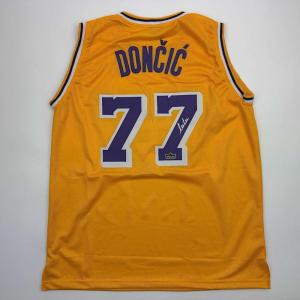 imageFacsimile Autographed Luka Doncic Los Angeles LA Yellow Reprint Laser Auto Basketball Jersey Size Mens XL