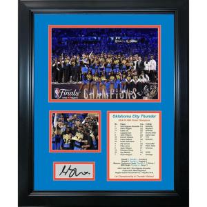 imageFramed Oklahoma City Thunder 20242025 NBA Finals Champions Shai GilgeousAlexander SGA MVP Most Valuable Player Facsimile Laser Engraved Signature Auto Basketball 11quotx14quot Photo Sig Collage
