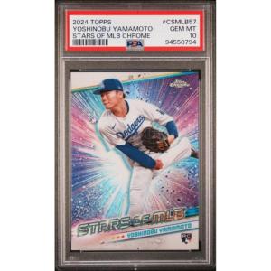 imageGraded 2024 Topps Yoshinobu Yamamoto CSMLB57 Stars of MLB Chrome Rookie RC Baseball Card PSA 10 Gem Mint