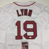 imageAutographedSigned Fred Lynn Boston White Baseball Jersey JSA COA