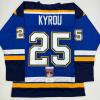 imageAutographedSigned Jordan Kyrou St Louis Blue Hockey Jersey JSA COA